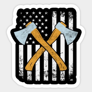 Axe Throwing USA American Flag Funny Sticker